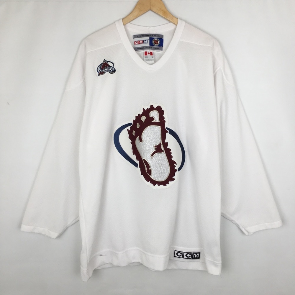 Vintage Rare CCM Colorado Avalanche Hockey Practice Jersey Yeti Foot Logo Mens L